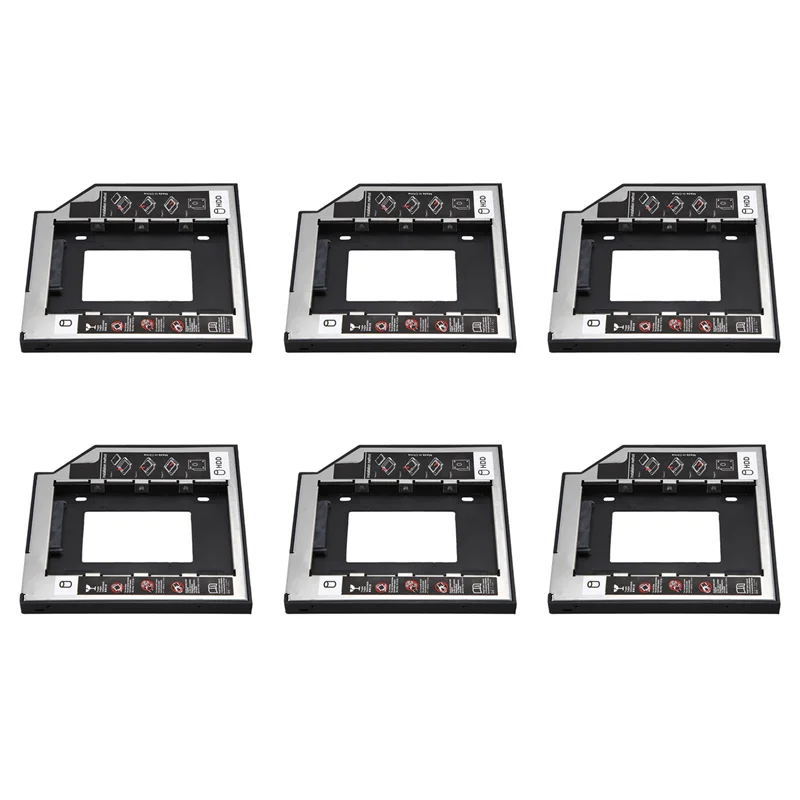 6X Universal Sata 2Nd Hdd Ssd القرص الصلب العلبة 9.5 مللي متر ل Cd/Dvd-Rom خليج بصري ل Hdd Sataii Sdd قوس القرص الصلب