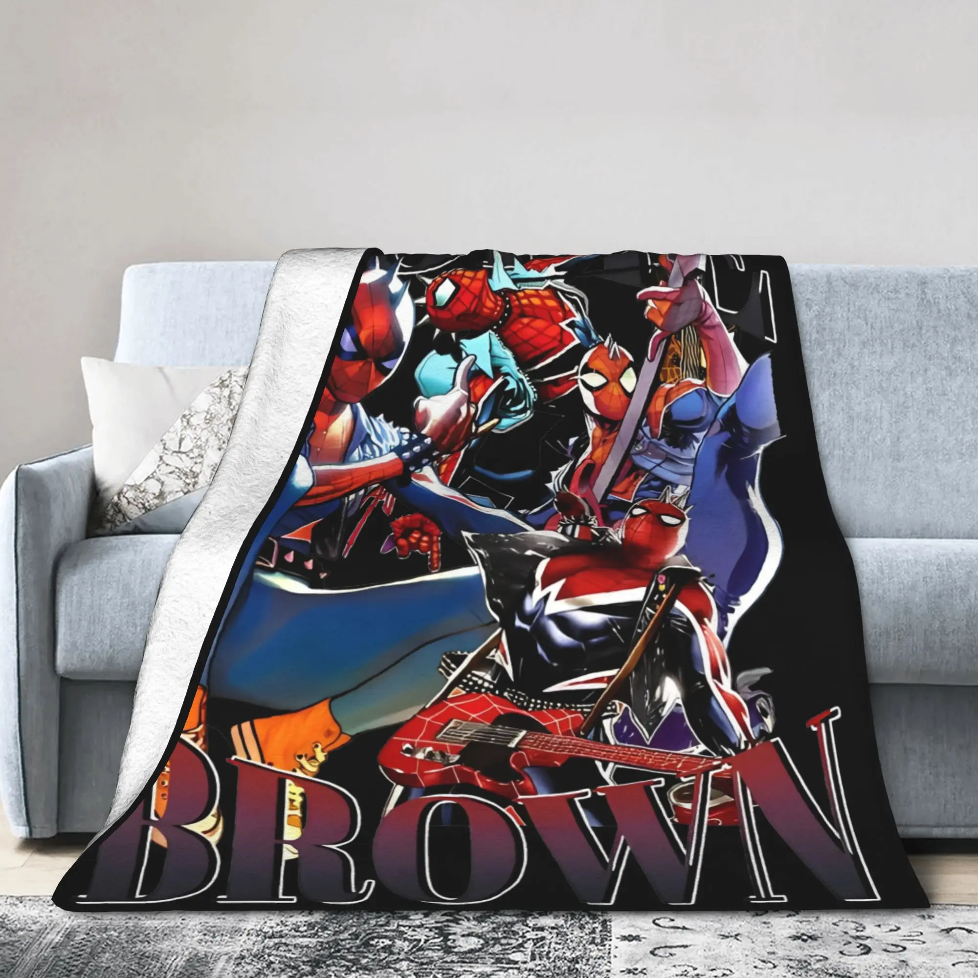 Hobie Brown Spider-Punk Spider Man mantas tejidas Spiderverse Cool franela mantas portátiles colcha fina portátil