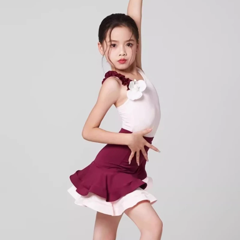 

Платье для латинских танцев для девочек, детский профессиональный костюм для соревнований, костюм с кисточками, ча-ча, румба, танго, самба, сальса, танцевальное платье