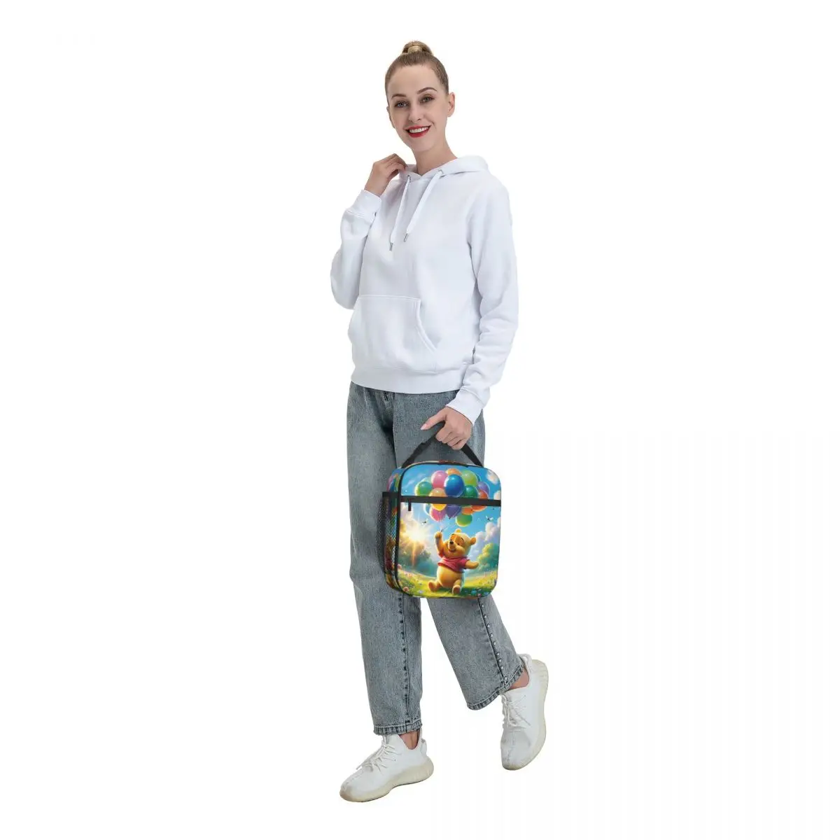Winnie Pooh Borsa per il pranzo isolata per cartoni animati Kawaii per le donne Orso riutilizzabile Simpatico animale Borsa termica per il pranzo Tote Ufficio Picnic