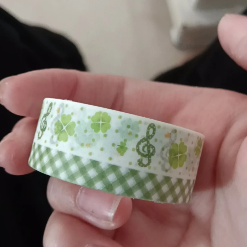 Korean Ins Apple Paper Tape Hand Account Decoration Collage Plaid Polka Dot DIY Material Tape Roll Gift