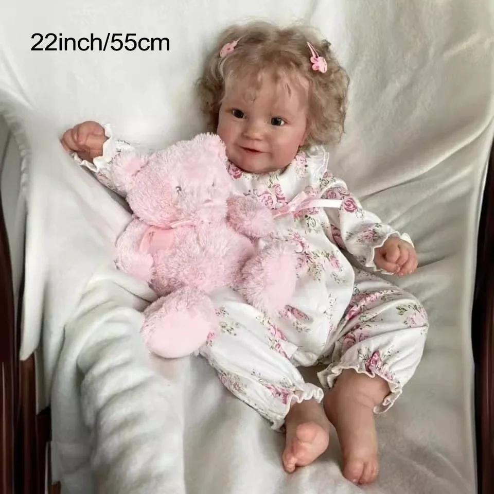 

22" Realistic Reborn Baby Doll Soft Cloth Body - Pink Floral Design, Vinyl Material, Perfect for Kids Ages 3+ - Ideal for Imaginative Play & Collecting, Baby Dolls for Girls, Collectible Doll, Fantasy Theme, Detailed Craftsmanship