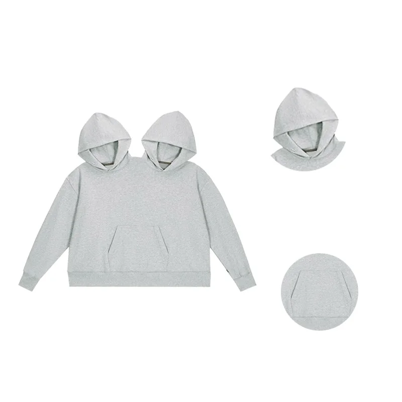 Double Hoodie For Couples Sweatshirts Essentials Oversized Intimate Hoodie Pullover Aesthetic Clothing Tracksuit Long Sleeeve