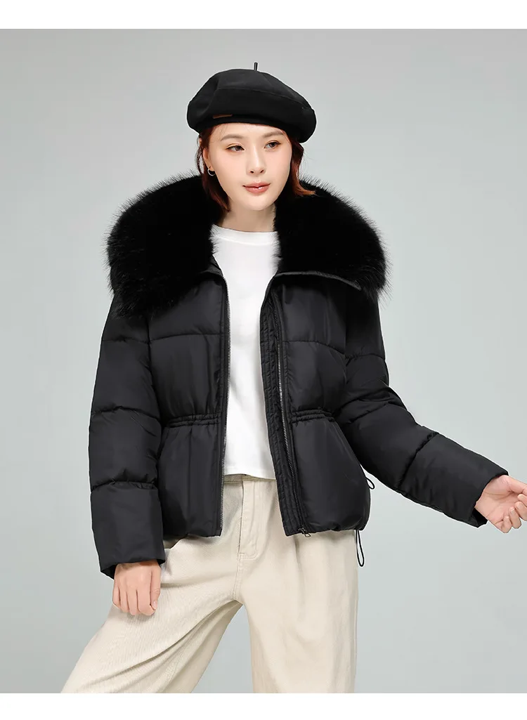 2025 جديد الكورية الشتاء سترات المرأة أسفل سترة قطن معطف قصير القطن مبطن الفراء طوق السيدات ملابس خارجية