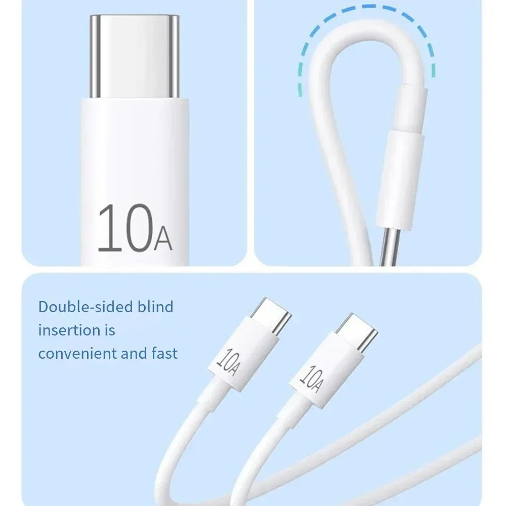 نوع C إلى نوع C كابل 120 واط 10A سوبر شحن سريع شاحن الهاتف USB C سلك البيانات لسامسونج شاومي هواوي كابل شاحن سريع