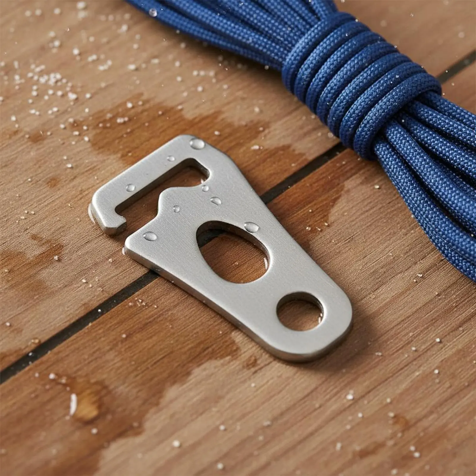 Tent Guyline Tensioner Stainless Steel Tarp Support Plate Tent Pole Plate Anti-Drop Hook Design Guy Line Buckle Easy to Use