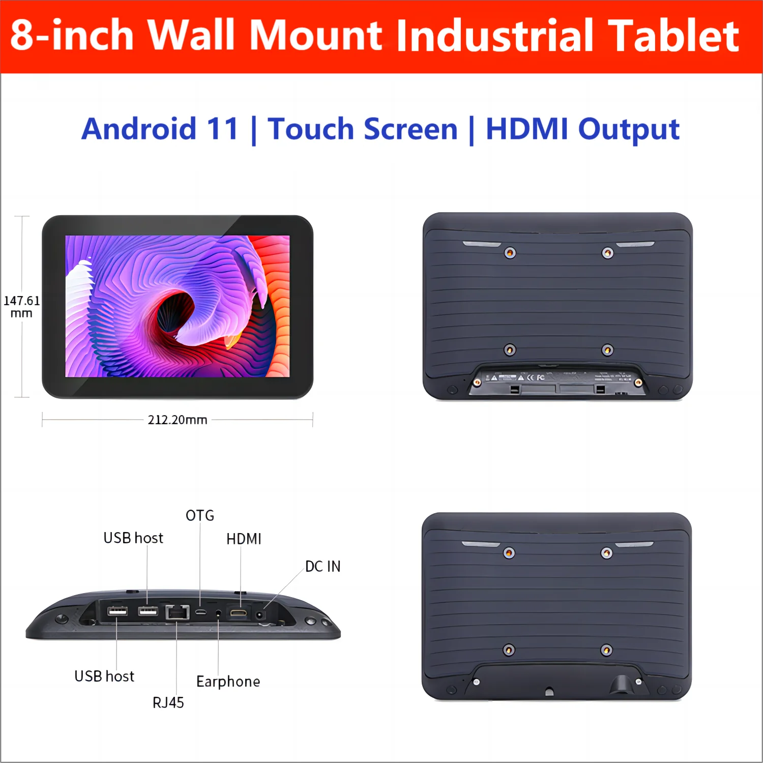 

4G+32G Wall Mount 8 Inch POE Tablet Touch Screen Android PC Smart Home Controller Display Advertisement Cheap HDMI Monitor WIFI