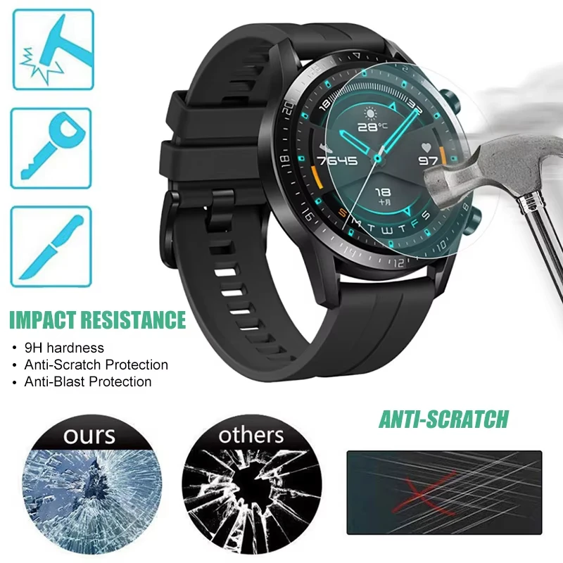 Tempered Glass For Huawei Watch GT/2/2E/2Pro Screen Protector Full Coverage Protective Film For Huawei GT 2 2e 2 Pro Accessories