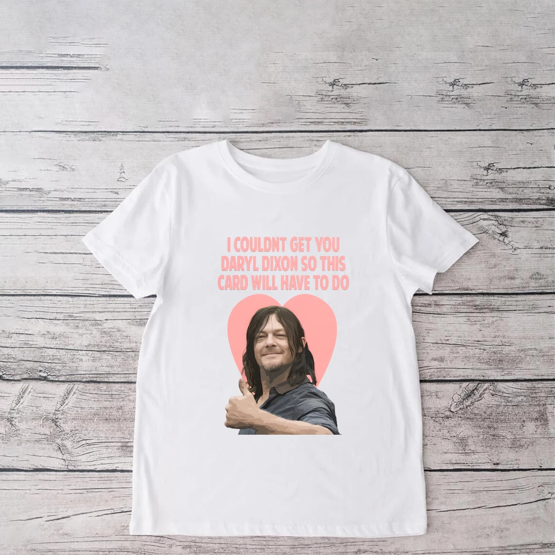 Daryl Dixon Heart T-shirt Funny Walking Dead Shirt Norman Reedus Birthday Day Gift Unisex Short Sleeve Shirt Harajuku Print Tee