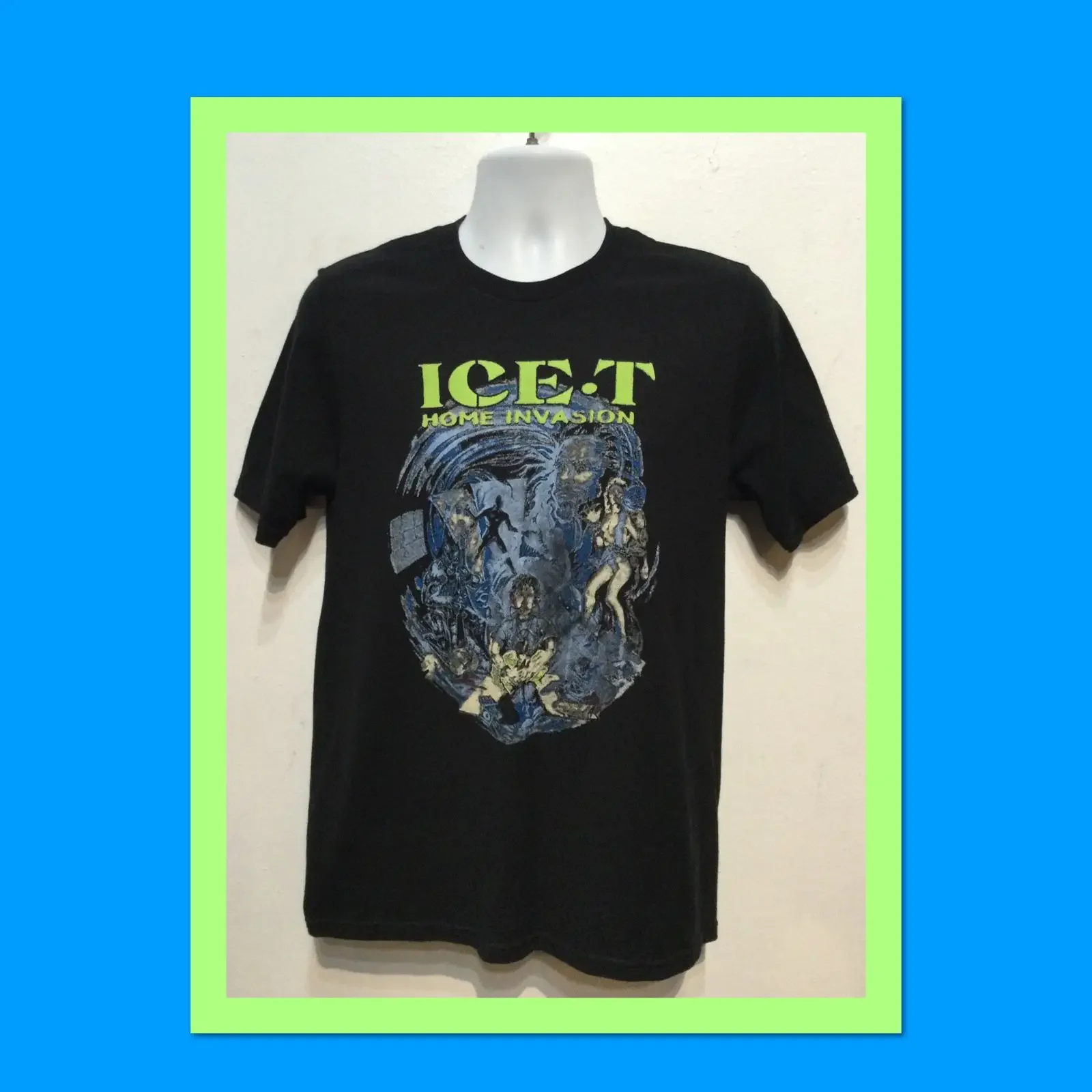 Vintage printed rock T shirt Ice Home invasion Size small vintage Washed graphic Slightly Breathable fashion Soft