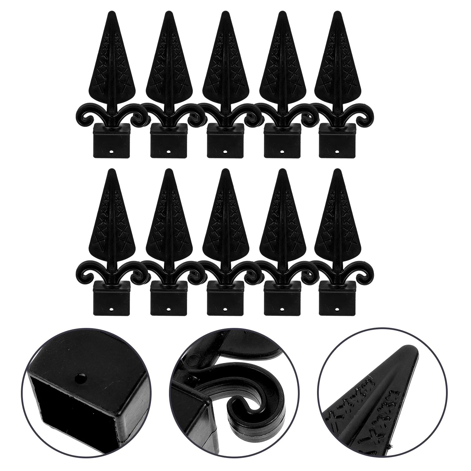 10 Pcs Fence Head Post Cap Replacement Decor Metal Guardrail Cover Column Wraps for Porch Covers Plastic Finials Fences