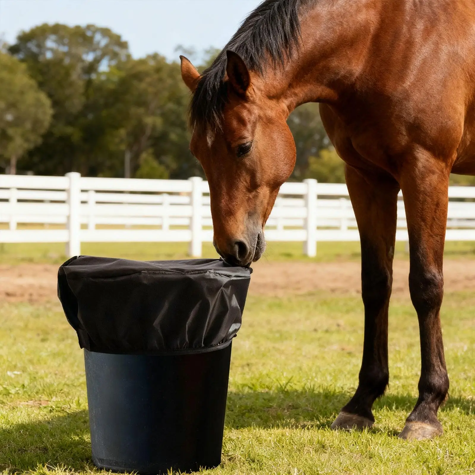 

Многоцелевая чаша для кормления Horse Pont, ведро с эластичной крышкой, водонепроницаемая защита кормления для всех для лошадей