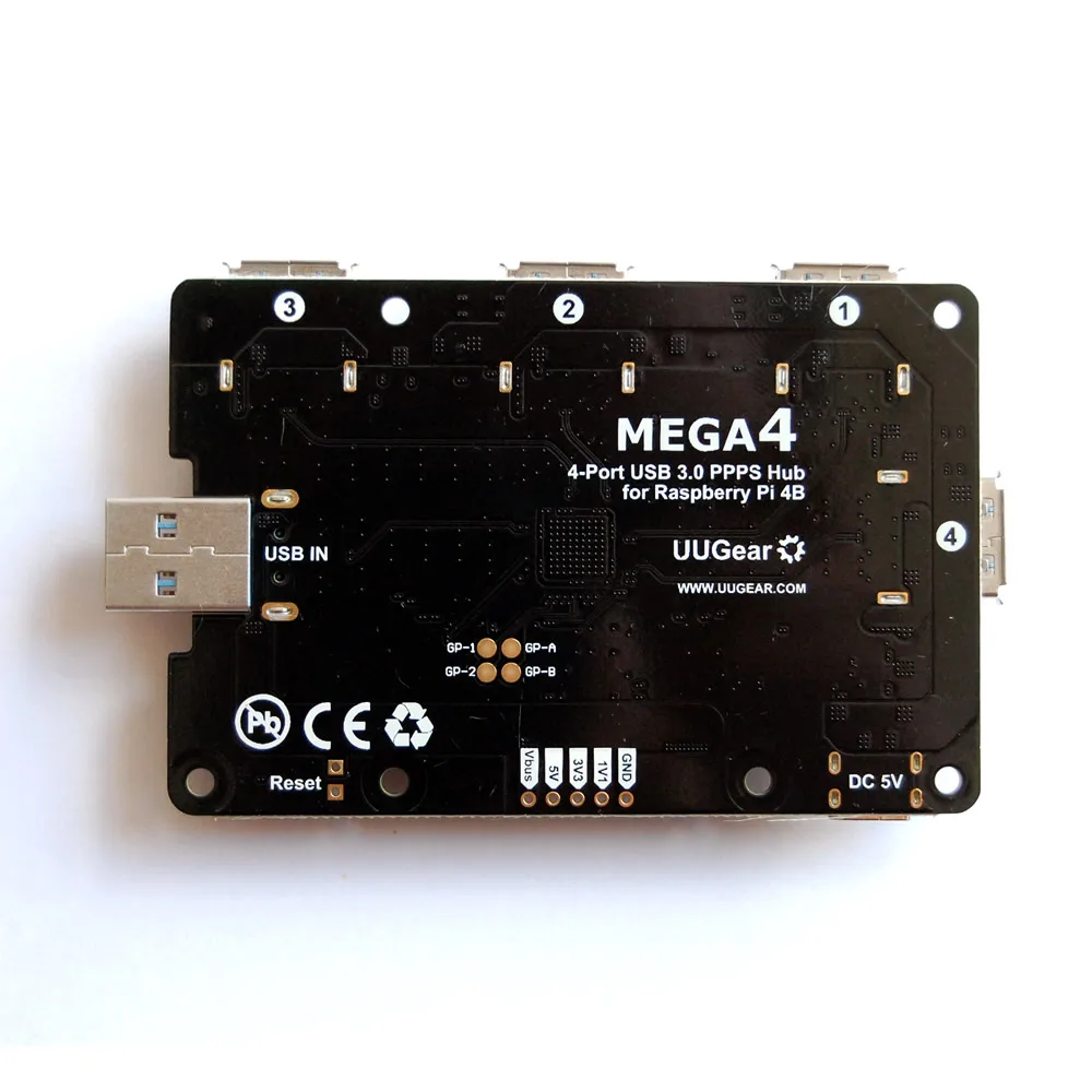 MEGA4: 4-портовый USB-концентратор 3,1 PPPS для RASPBERRY PI 4B