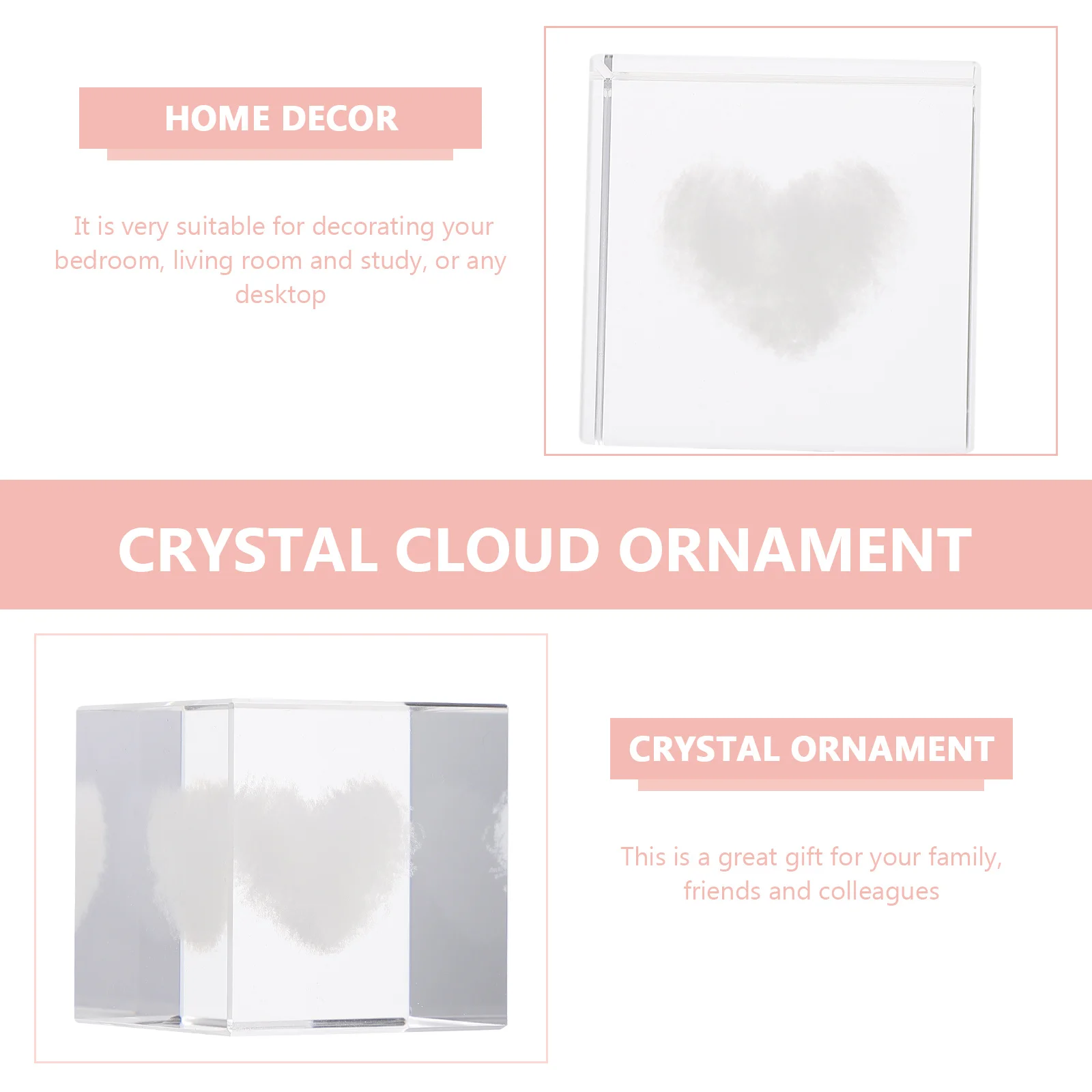 

Decorative Desktop Crystal Carved Cloud Ornament Exquisite Cubic Crystal Decor Home Decoration for Study Living Room Bedroom