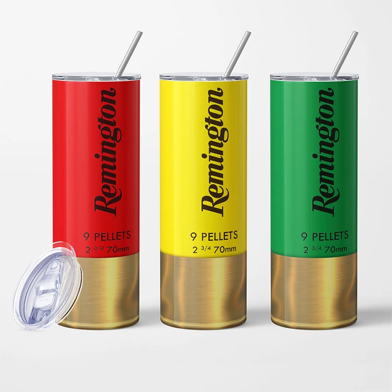 20oz Shotgun SHELL สไตล์ฟาง THERMOS ถ้วยสแตนเลส Tumbler,ขวดน้ําแบบใช้ซ้ําได้,รถสูญญากาศถ้วยกาแฟ