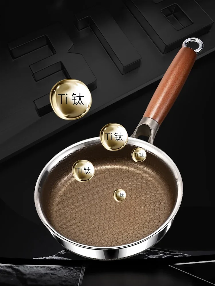 Mini steak frying pan Uncoated cooking pot non stick pancake wok pan Stainless steel frying pan Kitchen cookware pots and pans