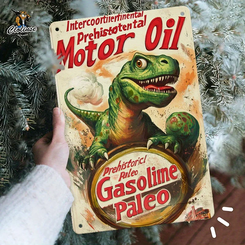 Dinosaur-Themed Retro Style Metal Sign, , Featuring 