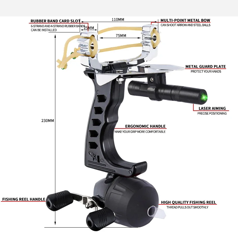 Imagem -02 - Wildhunt-outdoor Tiro Pesca Slingshot Caça Profissional Grande Powerful Laser Slingshot para a Caça Catapult e Crossbow
