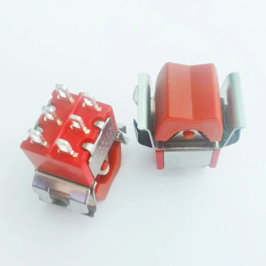 10PCS/LOT Button Rocker Arm Control Cabinet Switch RLS-203 third Gear 6-Hole Pin Red Glue Black Cover Metal Card Frameless