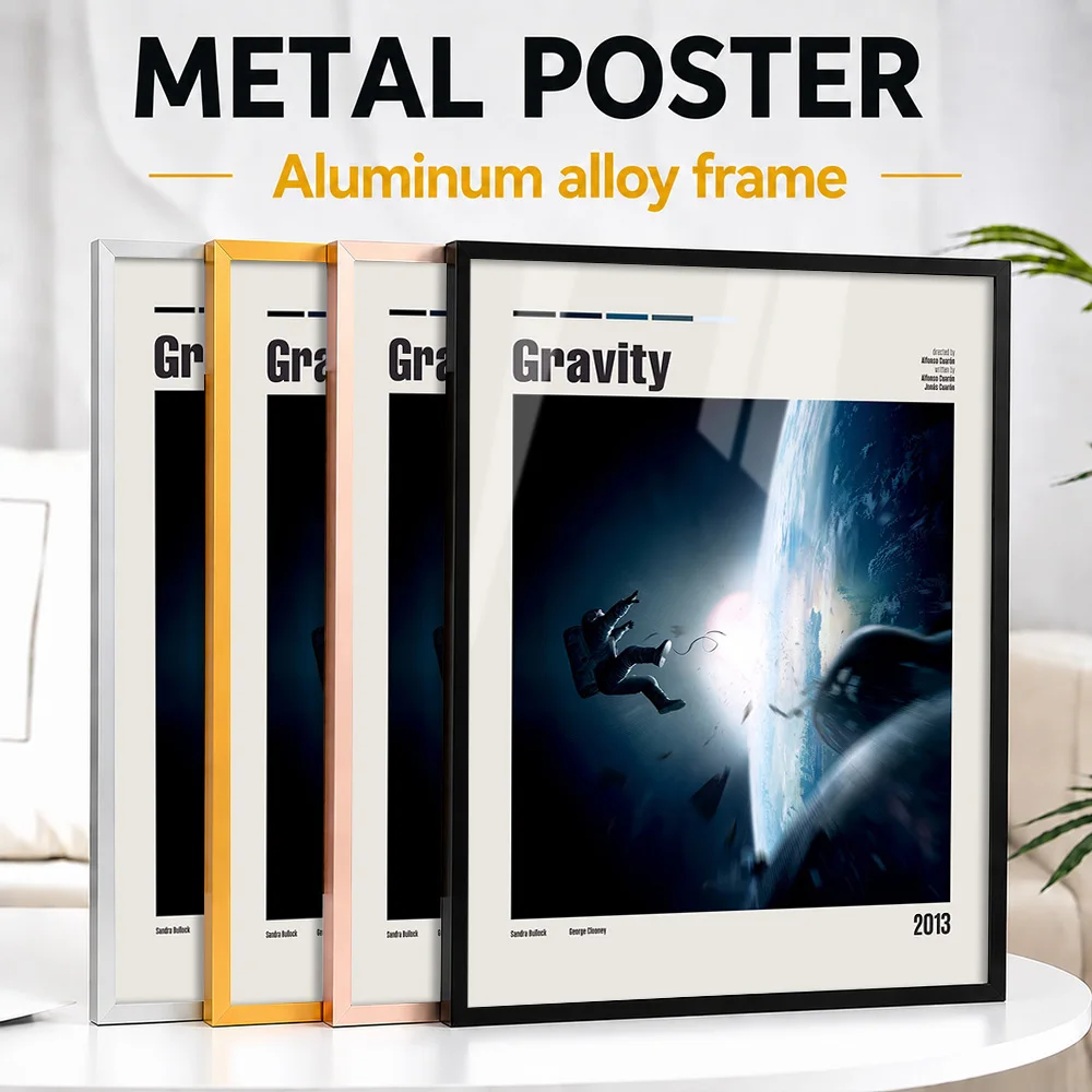 Gravity Movie Framed Aluminum Metal Poster Customized Screen Tribute Wall Art Ideal For Entertainment Lounge Or Story Lovers