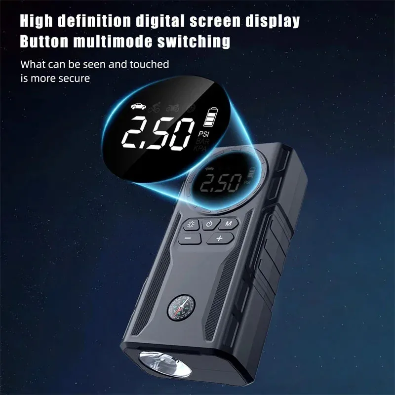 Car Jump Starter with Air Pump, 12V Portable Tire Inflator Emergency Booster