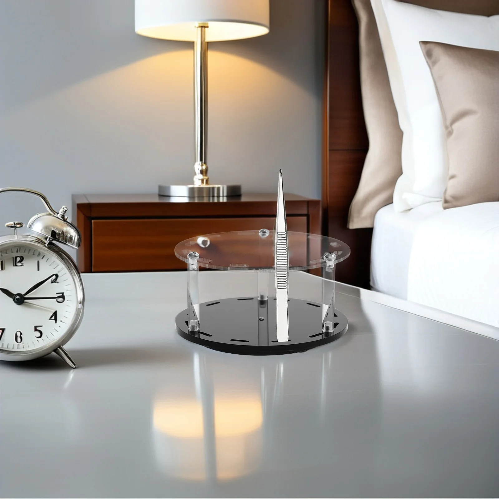 Obrotowy stojak na pęsety do rzęs z 12 otworami, odłączany organizer na narzędzia do przedłużania rzęs, stabilna podstawa dla mobilnych stylistów rzęs.