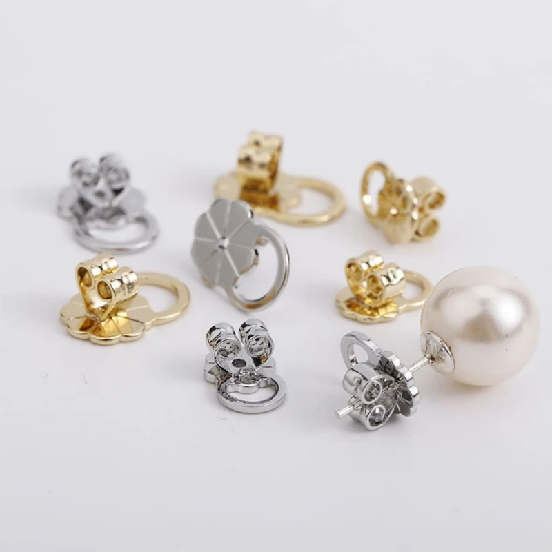 2Pcs Earring Lifters For Heavy Studs Secure Ear Back Stoppers Prevent Earrings From Tilting Plum Blossom Ear Plug Caps Accessor