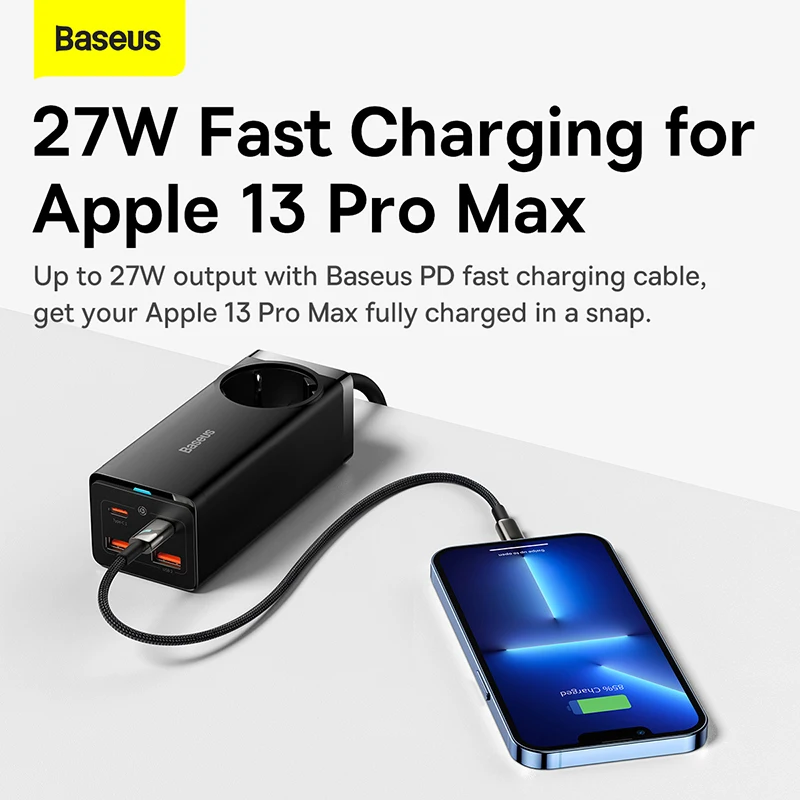 Baseus 100W 65W GaN USB Charger Desktop Power Strip Type C PD QC Quick Charge 4.0 3.0 Fast Charging For iPhone 14 13 MacBook Pro