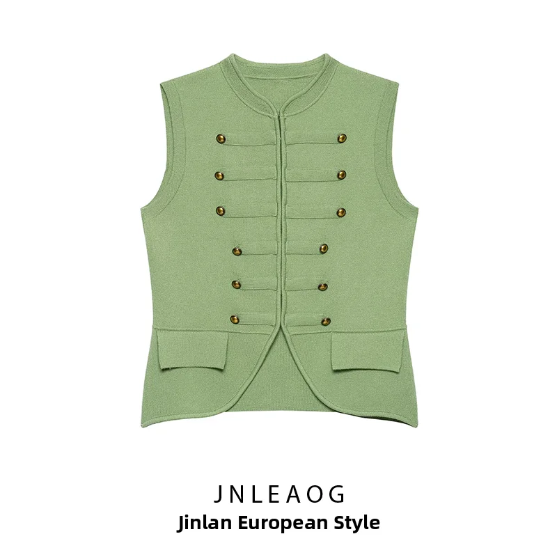 

Fashionable Knitted Vest JNLEAOG Summer New Women's Clothing Rope Knot Decoration Polyester Fiber Outerwear Regular Length