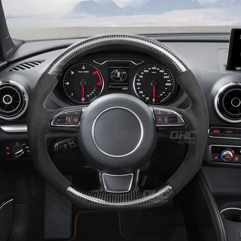 Suitable for 2010-2014 Audi A3 A4 A5 B8 suede carbon fiber smart component car steering wheel modification