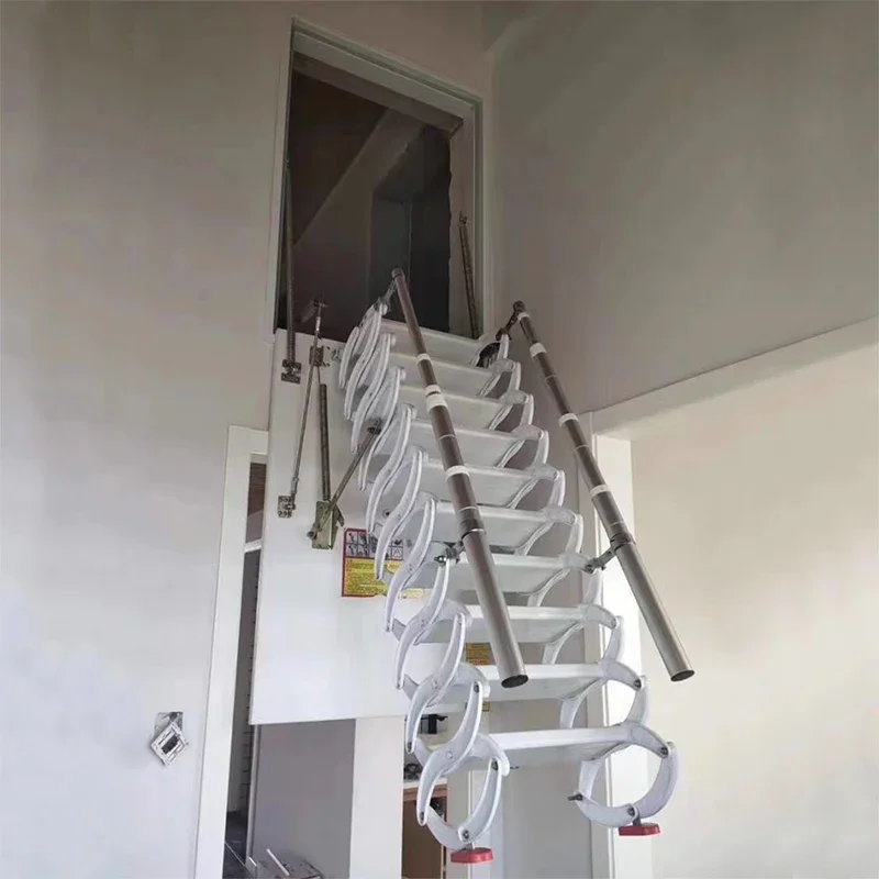 Attic ladder with hatch side hole loft stair hinge household telescopic folding ladder custom