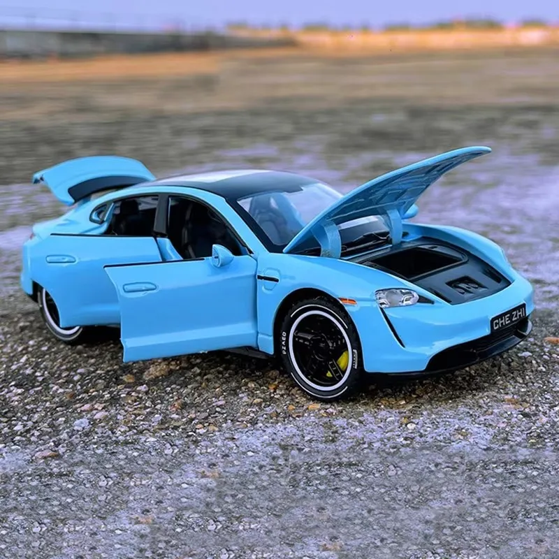 1:32 Diecast Taycan Nieuwe Energie Voertuigen Legering Metalen Auto Model Trek Auto Geluid Licht Voor Kinderen Speelgoed Gift Voertuigen
