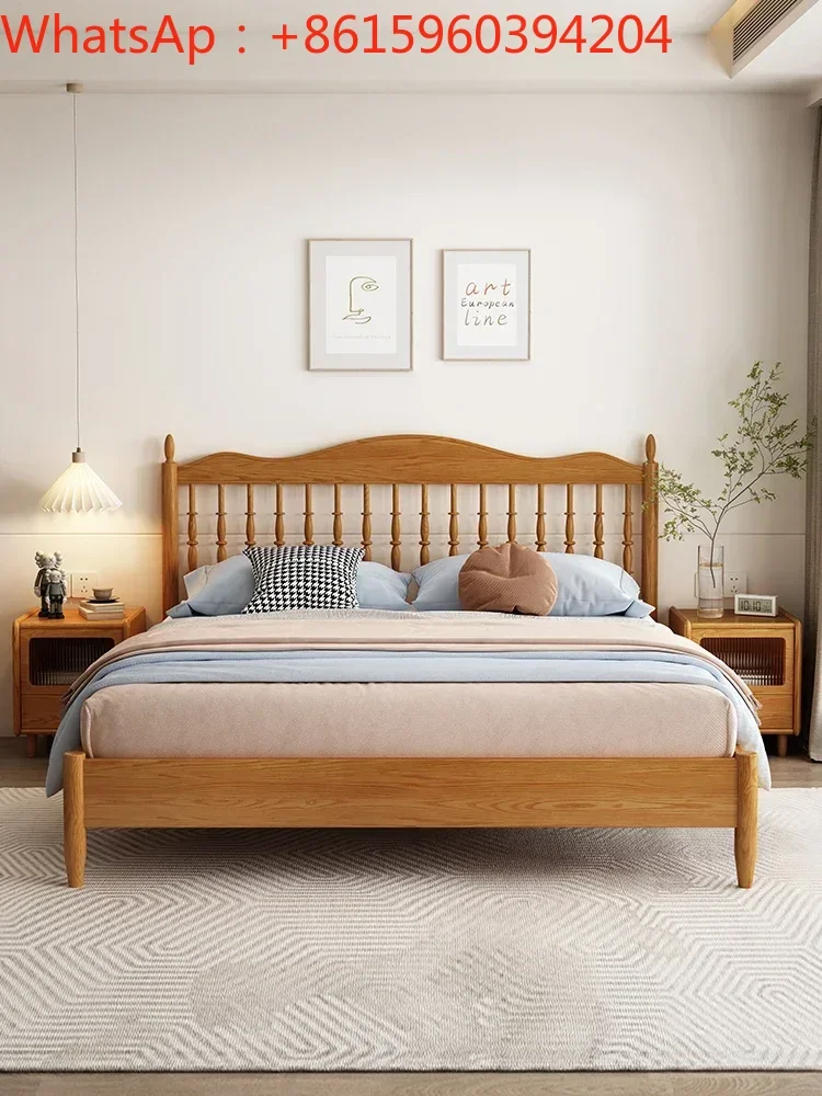 Ash solid wood bed log style bedroom Windsor bed modern minimalist Nordic wabi sabi style all solid wood