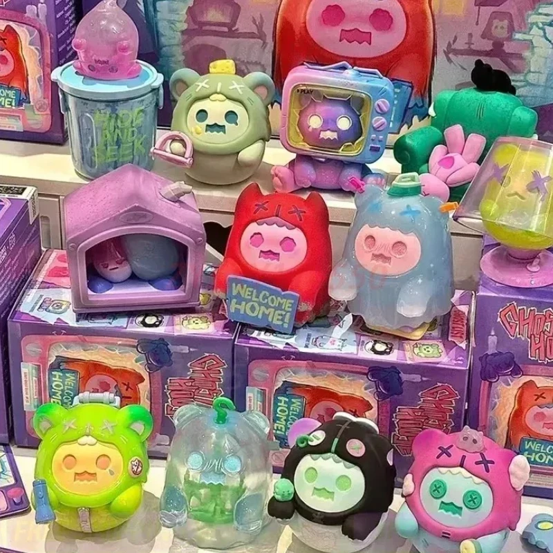 

Подлинный поиск единорога ShinWoo Ghost Bear House серии слепая коробка игрушки Kawaii мультфильм экшн аниме фигурка модель подарок на Хэллоуин
