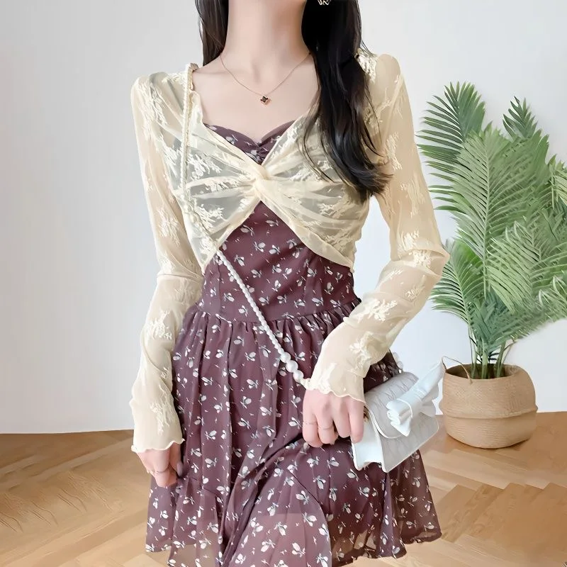 ملابس رقص باليه نسائية شبكية تغطي كم طويل خفيفة الوزن لليوجا الكلاسيكية الحديثة ممارسة الرقص يوتار القمم 2025 #5