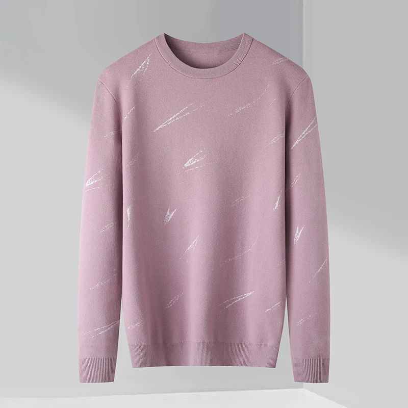 

Легкий повседневный вязаный свитер с круглым вырезом, мужской модный пуловер с длинным рукавом, осенне-зимний цветной трикотаж