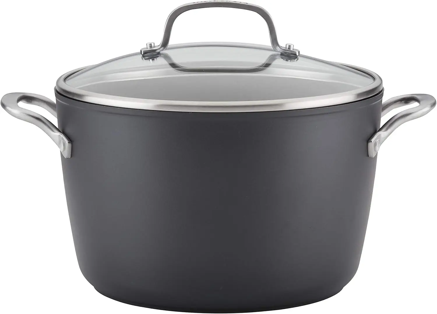 

8 Quart Hard Anodized Induction Stock Pot with Lid, Matte Black Nonstick Cookware