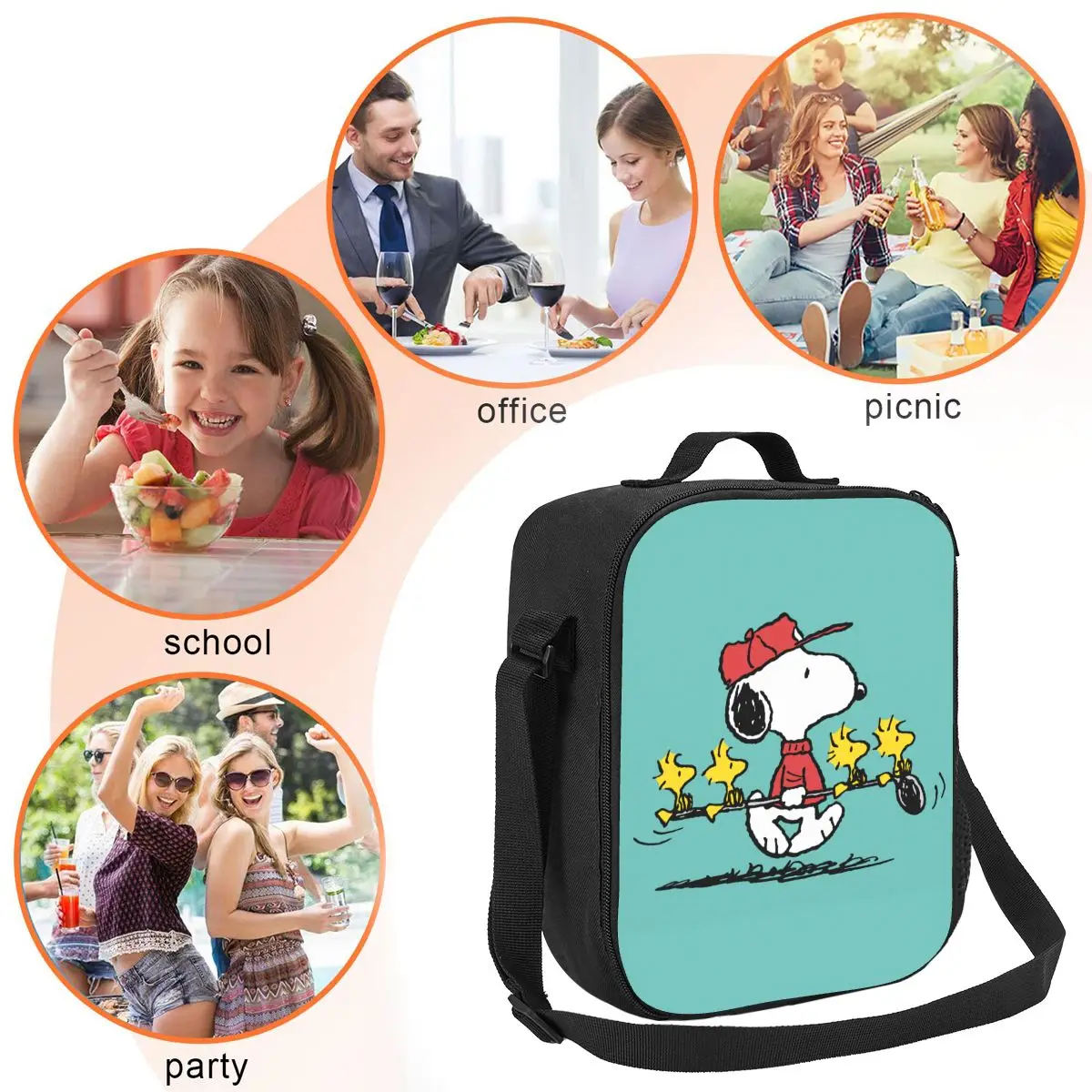 Custom Snoopy Golf Insulated Lunch Tote Bag for Women Cartoon Beagle Dog Cooler Thermal Food Lunch Box Outdoor Camping Travel