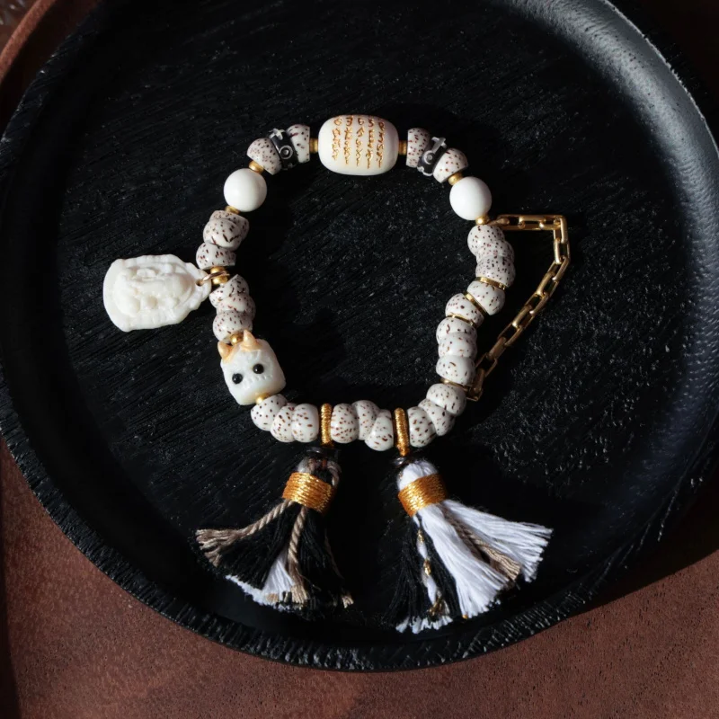 

Xingyue толстая кишка 8 мм с бычьей костью, пять кусочков Священных Писаний, браслет Dai Xiang Shen, бусины Будды