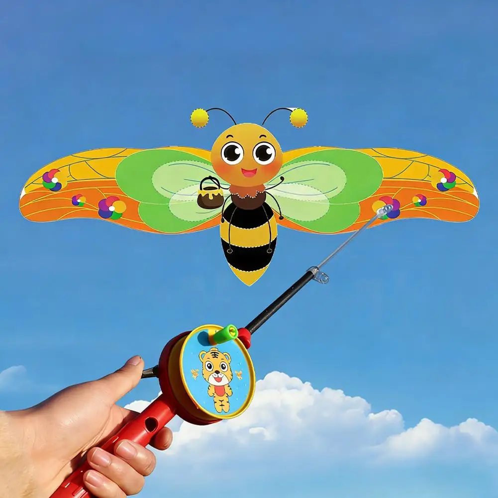 Mini Cometa con Forma de Caña de Pescar para Niños, Mariposa, Golondrina, Loro, Fácil de Volar, Cometas de Pez Dorado para Niños Pequeños, Playa, Parque, Principiantes