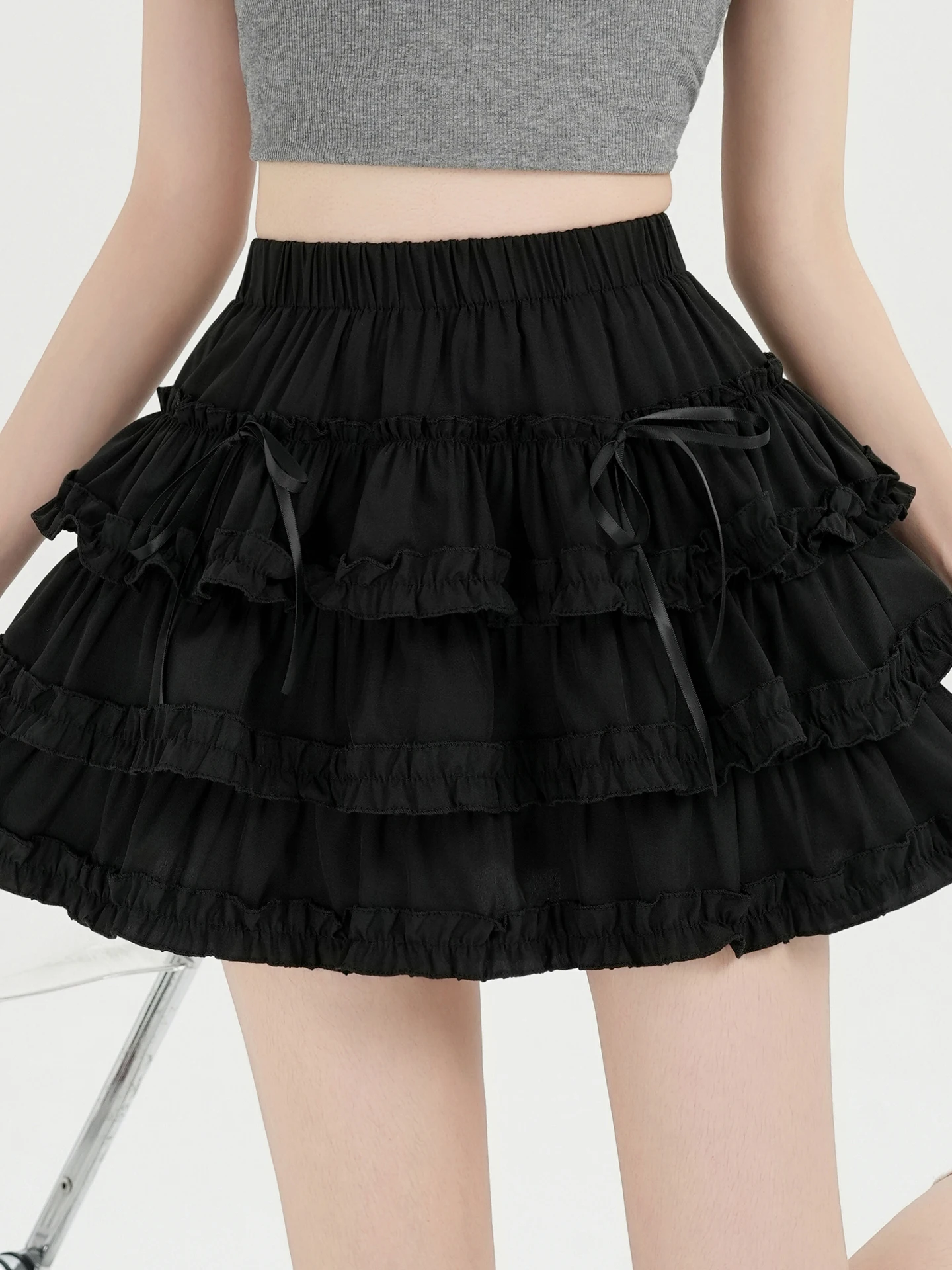 バレエスタイルショートスカート女性のハイウエストaラインプリンセスふわふわハーフ丈スカートケーキレイヤードスカート甘いアンチエイジング