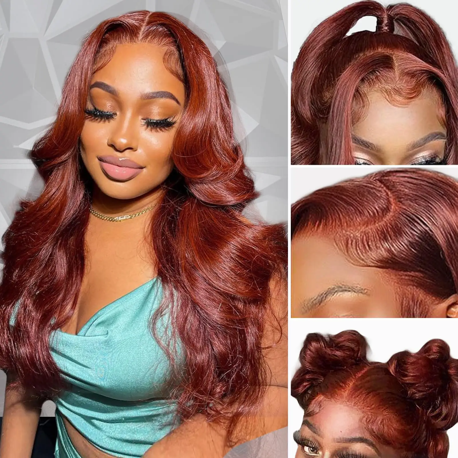 Reddish Brown Lace Front Wigs Human Hair 33# Colored 13x4 HD Human Hair Wig Pre Plucked with Baby Hair 180% Density