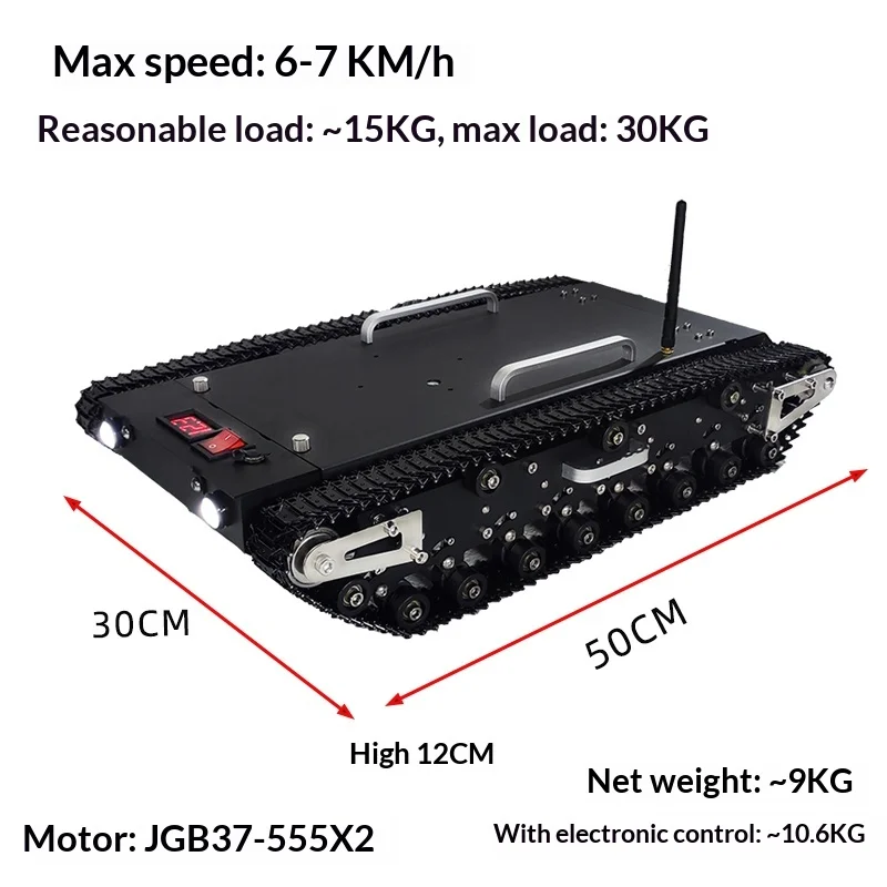 20KG Heavy-duty Tracked Intelligent Robot Car Chassis Kit, Metal Tracks, STM32 Tank Robot Tracked Chassis.