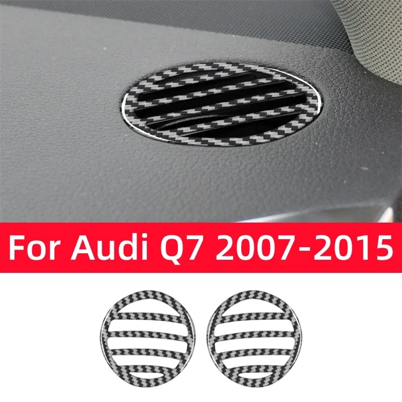 For Audi Q7 2007-2015 Accessories Carbon Fiber Interior Car Instrument Panel Defrost Air Outlet Decoration  Frame Sticker Cover