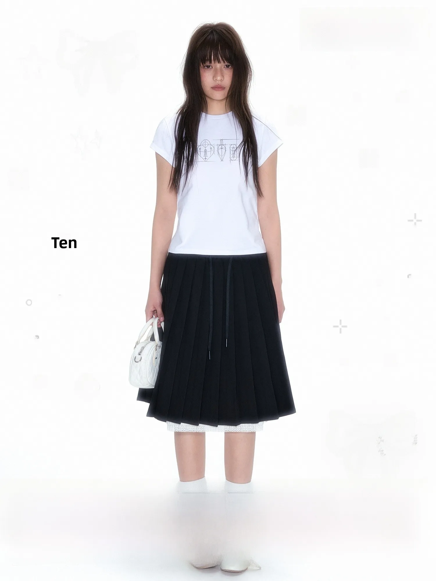 

NECY Bla Pleated Skirt Spring Summer Casual Sle Women's Skirt A-Line Silhouette Draped Ele ort Skirt