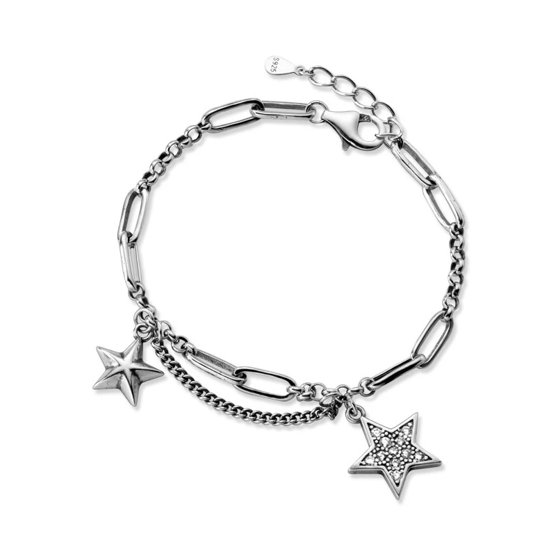 Modian Fashion 925 Sterling Silver Lovely Stars Retro Charm Bracelet Fit Women Hip Hop Style Bracelet Fine Jewelry 2020 Design