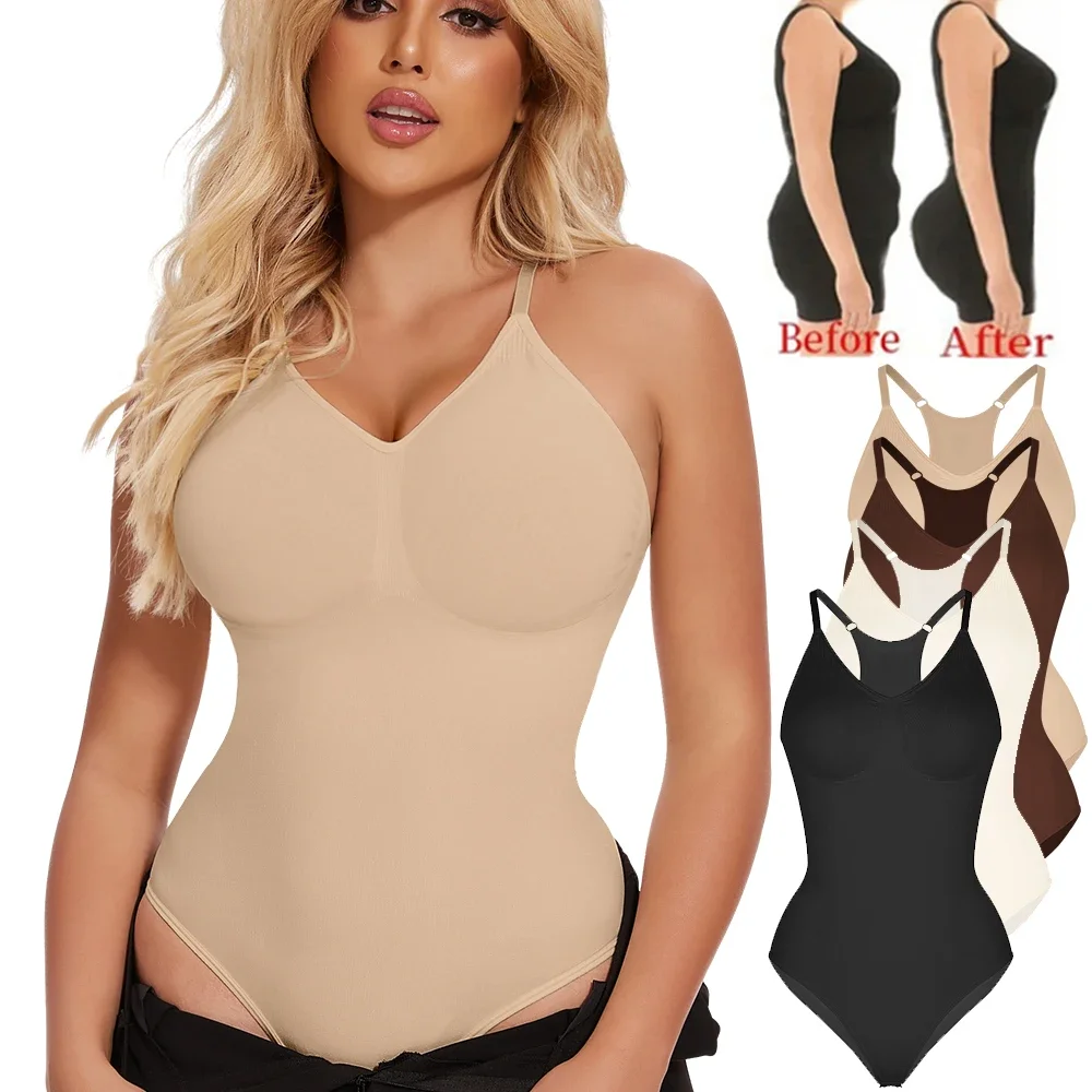 Women Bodysuits Shapewear V-Neck Tummy Control Butt Lifter Corset Tank Tops Abdomen Slimming Waist Trainer Shapers Underwear