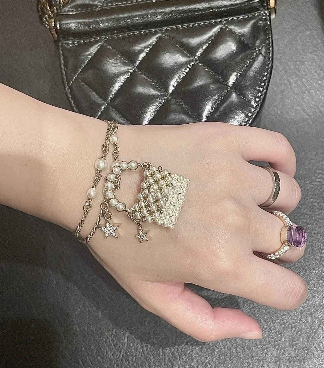 

New pearl heavy industry bag star light luxury bracelet