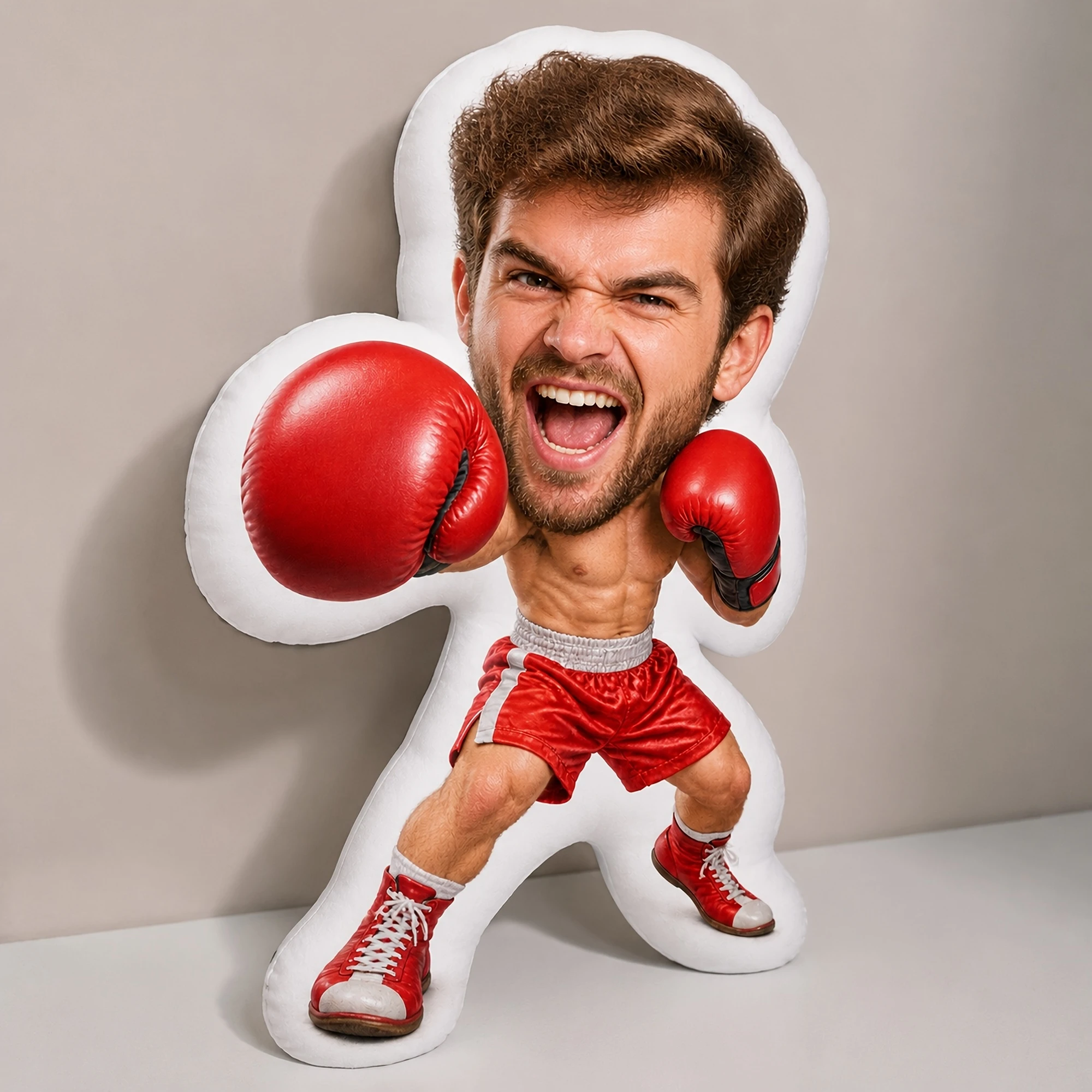 1pc [2D Flat] Custom Double-Sided Printed Novelty Funny Irregular Shaped Throw Pillow, Personalized Boxing-Themed Decorative Cus