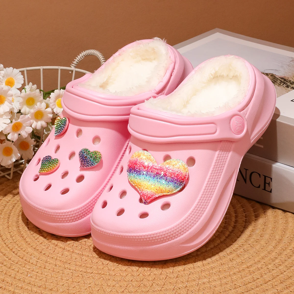 Kinder-Clogs und -Mules mit Fellfutter, leichte Garten-Schuhe mit Baumwollfutter, warme Hausschuhe für Jungen, Mädchen und Kleinkinder, 168. – Detail 12